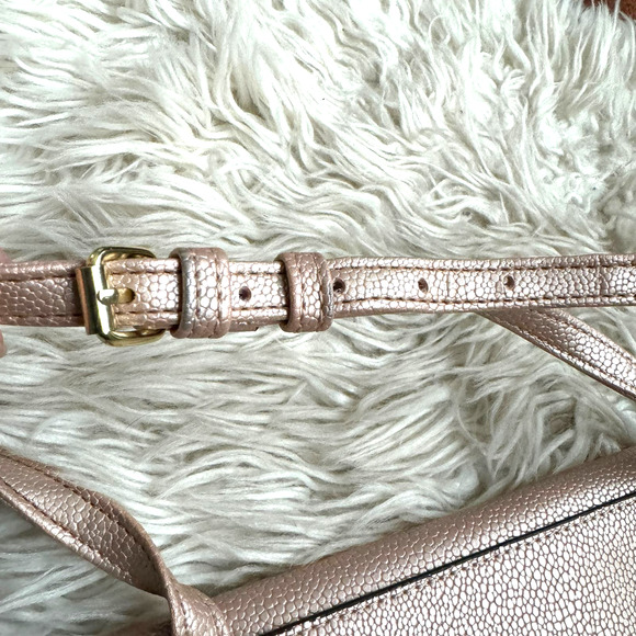 Tahari Rose Gold Mini Glamper Cross Body Bag Faux Pebble Leather - Picture 12 of 12
